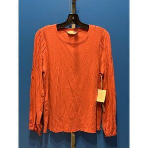 LC Lauren Conrad Womens Long-Sleeve Top In Coral Medium Soft Cotton Blend